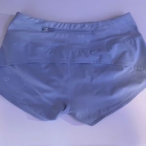 Discontinued Blue Lululemon Speed Up Shorts, 2.5 inch, Size 0